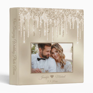 gold dripping glitters neutral wedding photo  binder