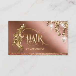 Gold dripping Hair stylist modern gold typography Business Card