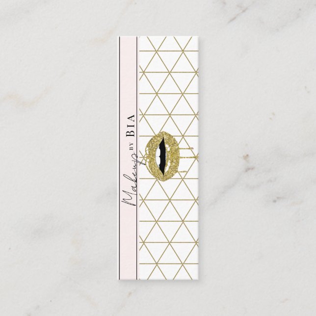 Gold Dripping Lips Glitter Drips Makeup Artist Mini Business Card (Front)