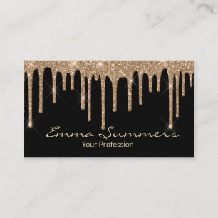 Gold Drips Black Elegant Unique Custom Business Card