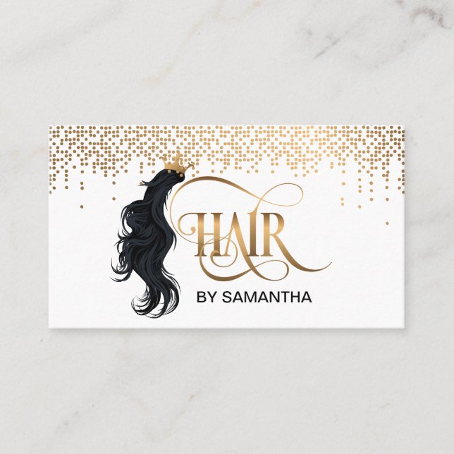 Gold Drips Hair stylist modern typography Business Card (Front)