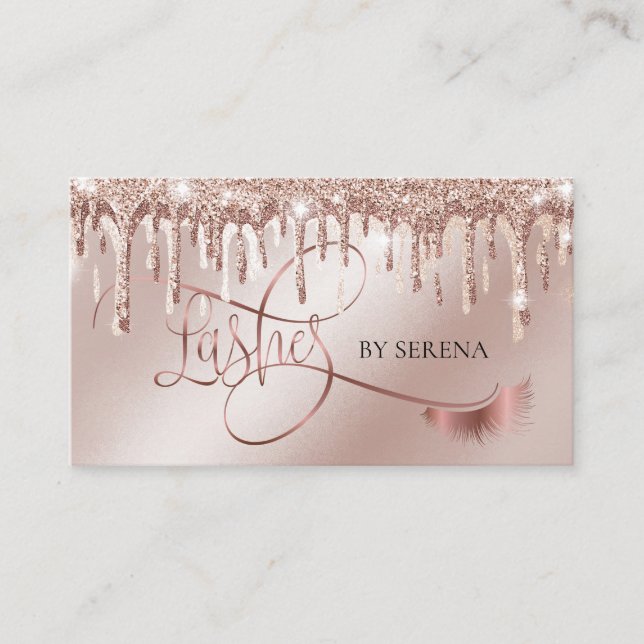 Gold Drips Lashes Beauty Makeup Girl Lash Business Card (Front)