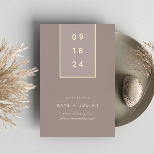 Gold Drop Modern Minimal Foil Save the Date Card