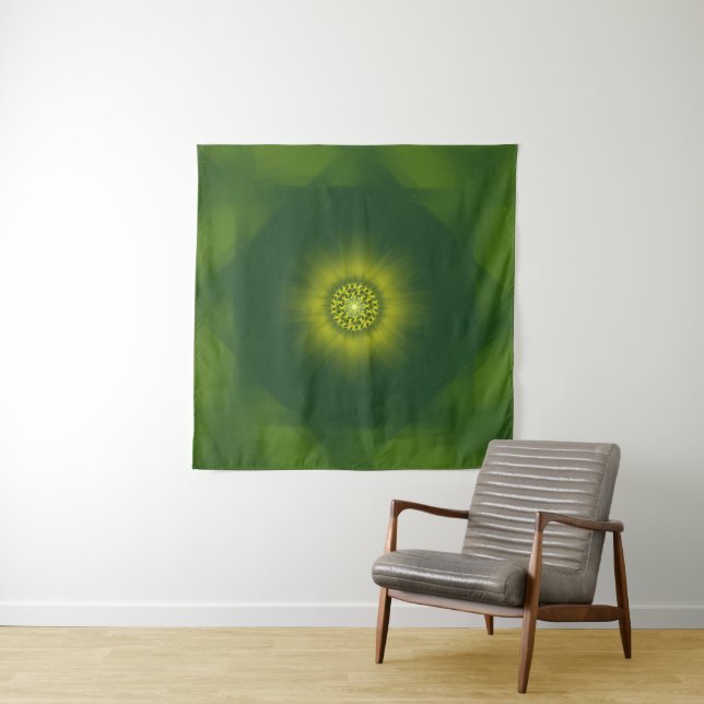 Gold Dust Bloom – Botanical Fractal Tapestry (In Situ (Horizontal))
