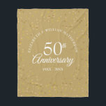 Gold Dust Confetti 50th Golden Wedding Anniversary Fleece Blanket<br><div class="desc">Personalize with your special fifty years golden anniversary details in chic gold typography and delicate gold dust confetti. Designed by Thisisnotme©</div>