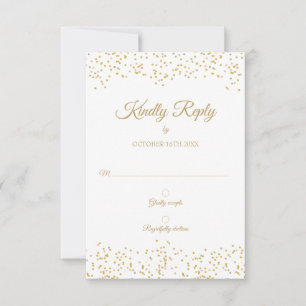 Gold Dust Confetti Elegant RSVP Card