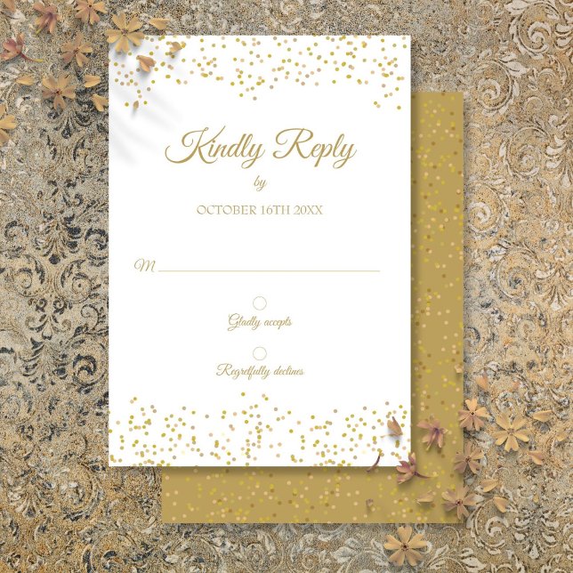 Gold Dust Confetti Elegant RSVP Card (Gold Dust Confetti Elegant RSVP Card)