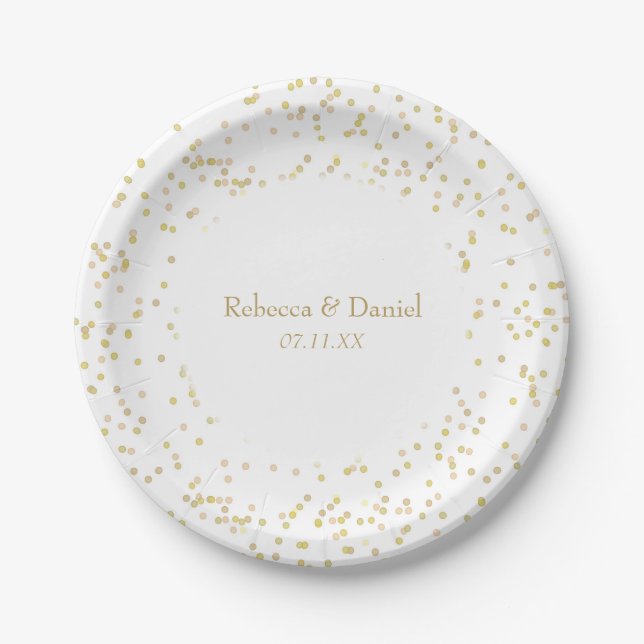 Gold Dust Confetti Paper Plate (Front)