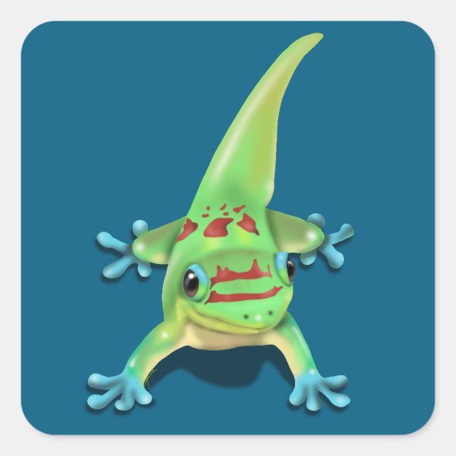 Gold Dust Day Gecko Square Sticker (Front)