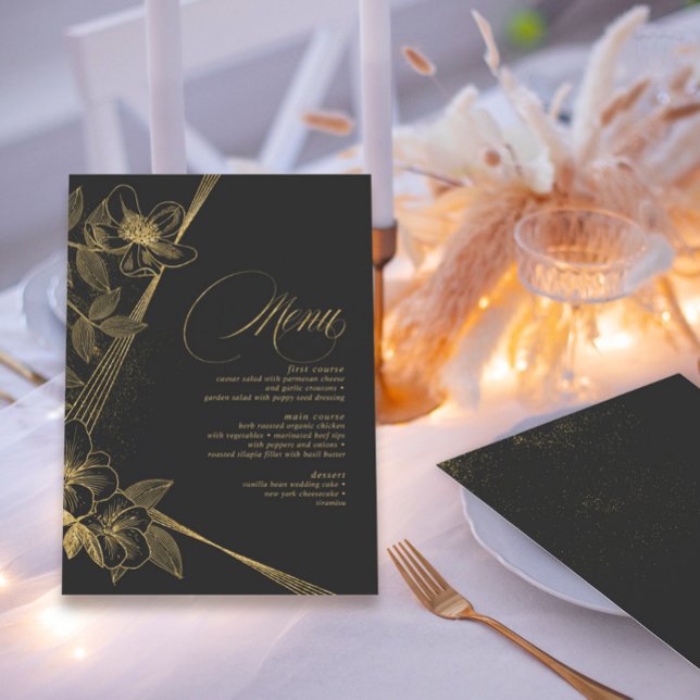 Gold Dust & Outlines Menu Mariage Blk/Gld ID835 (Créateur téléchargé)