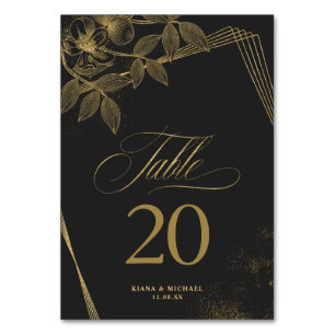 Gold Dust & Outlines Wedding Bk/Gld ID835 Table Number