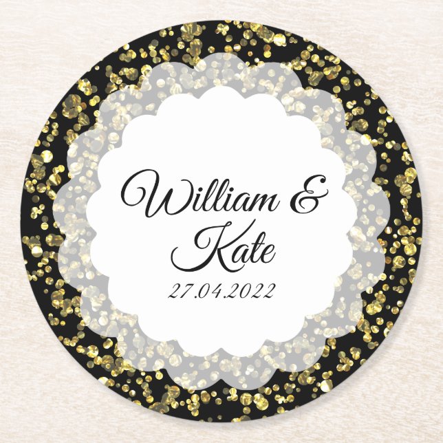 Gold Dust Scollop Round Paper Coaster (Front)
