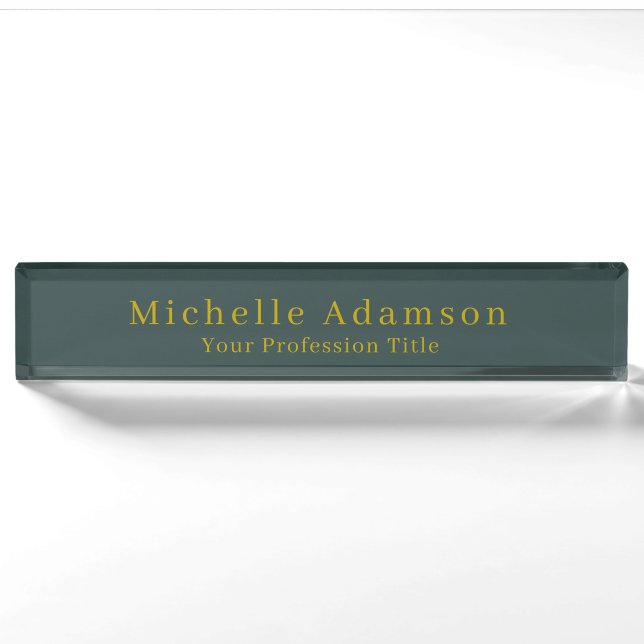 Gold & Dusty Green Colour Professional Plain Moder Nameplate (Front)