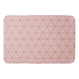 Gold Dusty Mauve Geometric Triangles Boho Glam Bath Mat