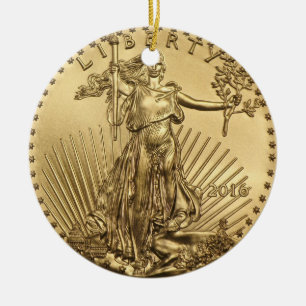 Gold Eagle coin Ceramic Ornament