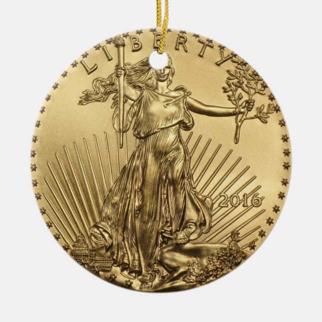 Gold Eagle coin Ceramic Ornament (Front)