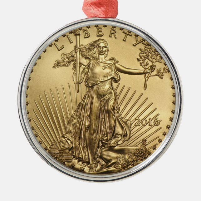 Gold Eagle coin Metal Ornament (Front)