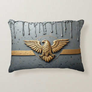 Gold Eagle Emblem With Spread Wings Accent Pillow