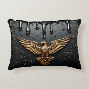 Gold Eagle Emblem With Spread Wings Accent Pillow