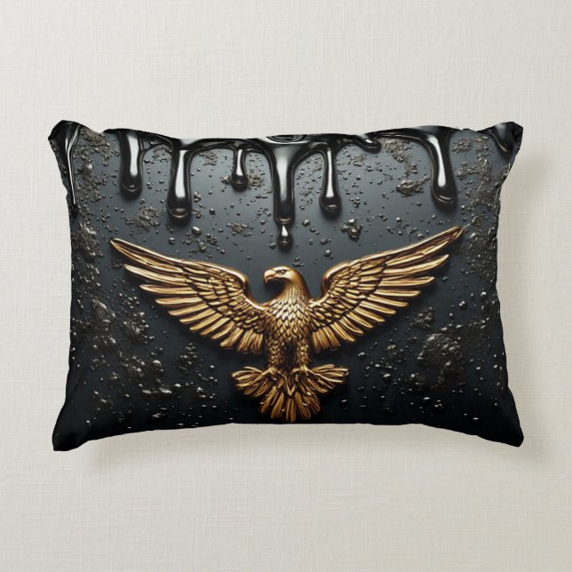 Gold Eagle Emblem With Spread Wings Accent Pillow (Front)