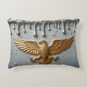 Gold Eagle Emblem With Spread Wings Accent Pillow