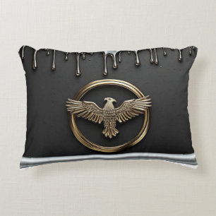 Gold Eagle Emblem With Spread Wings Accent Pillow