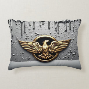 Gold Eagle Emblem With Spread Wings Accent Pillow