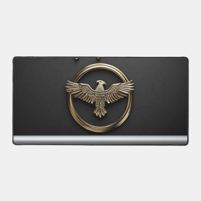Gold Eagle Emblem With Spread Wings Desk Mat (Front)
