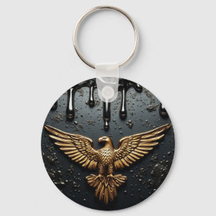 Gold Eagle Emblem With Spread Wings Keychain