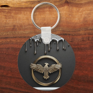 Gold Eagle Emblem With Spread Wings Keychain