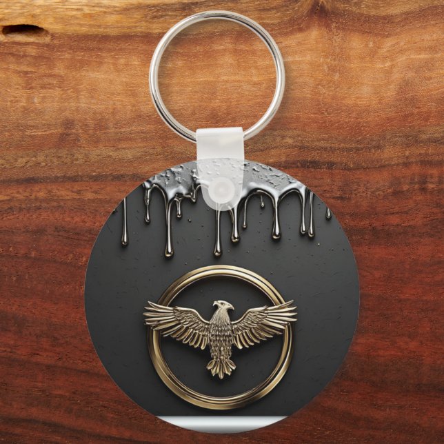 Gold Eagle Emblem With Spread Wings Keychain (Front)