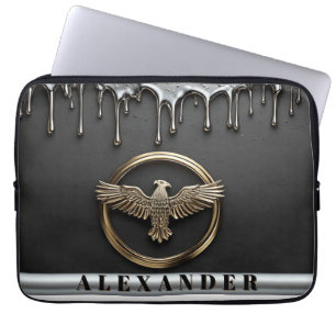 Gold Eagle Emblem With Spread Wings Laptop Sleeve