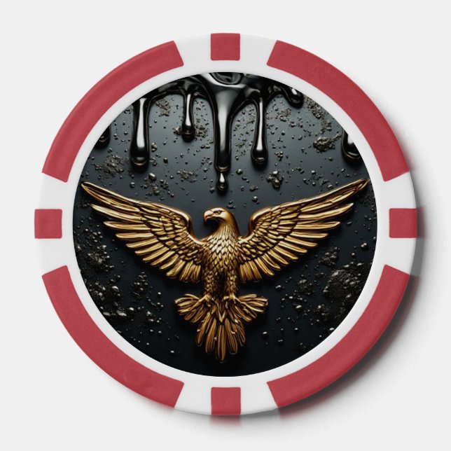 Gold Eagle Emblem With Spread Wings Poker Chips (Front)