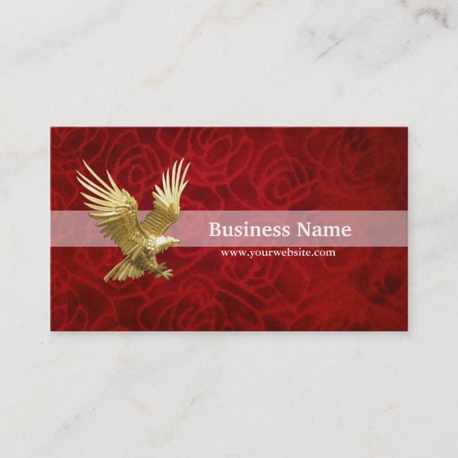 Gold Eagle in Velvet Red Business Card (Front)