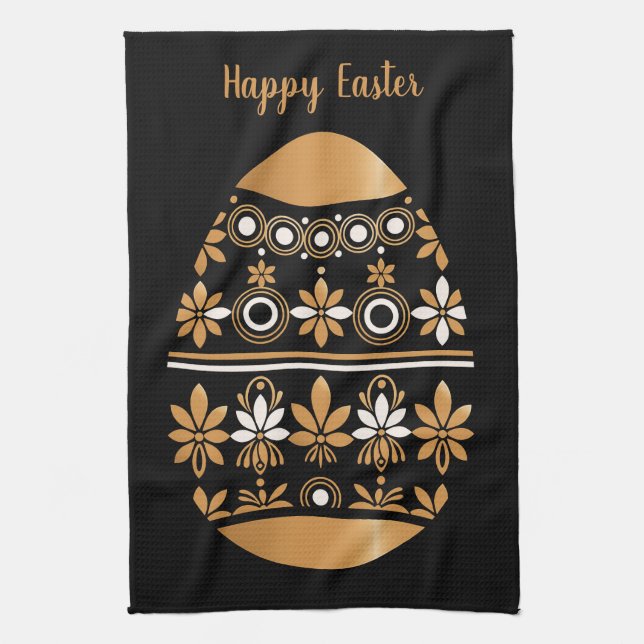 Gold easter egg  kitchen towel (Vertical)