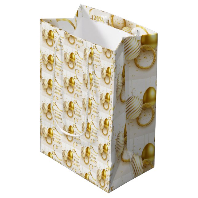 Gold Easter Egg  Medium Gift Bag (Front Angled)