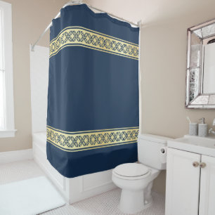 Gold Eastern Geometric Patterned Stripes on Navy