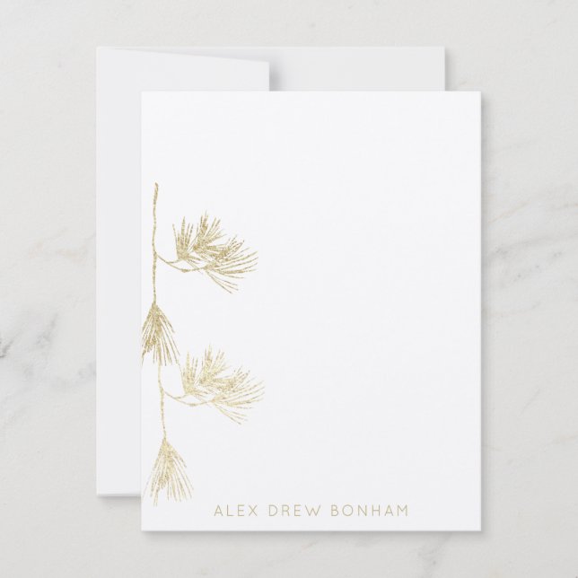 Gold Eastern Pine Needle Branch Note Card (Front)
