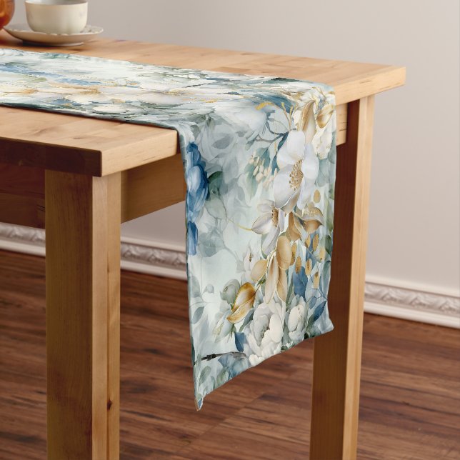 Gold Edged Blossoms Short Table Runner (In Situ)