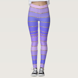 Gold Edged Violet Striped Leggings