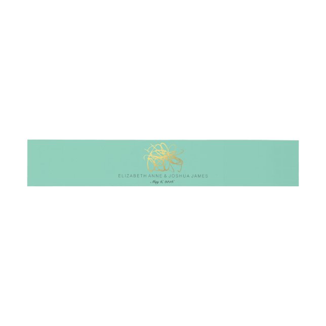 Gold Effect Aqua Belly Band for Wedding Invitation Invitation Belly Band (Flat)