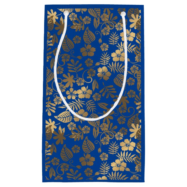 Gold effect Botanical  Small Gift Bag (Front)