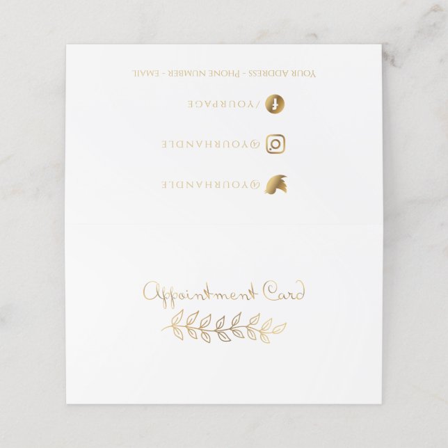 Gold effect branch appointment card (Outside Unfolded)