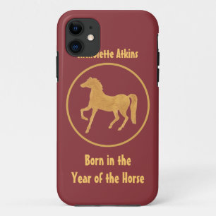 Gold-effect, Deep Red Year of the Horse iPhone 11 Case