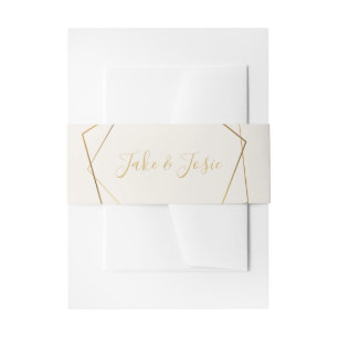 Gold effect geometric, names invitation belly band