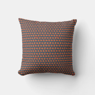 Gold-effect Horse Pattern on Red and, Blue Throw Pillow