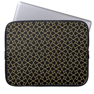 Gold-effect on Black Islamic Pattern Laptop Sleeve