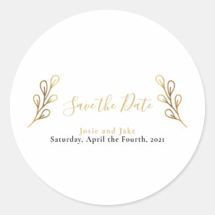 Gold effect petals Save the date envelope seal