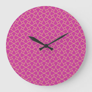 Gold-effect, Purple Islamic Pattern Wall Clock