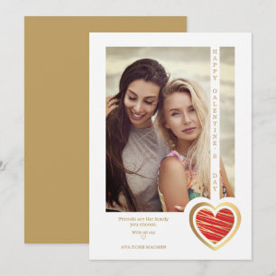 Gold Effect Red Heart Friends Happy Galentines